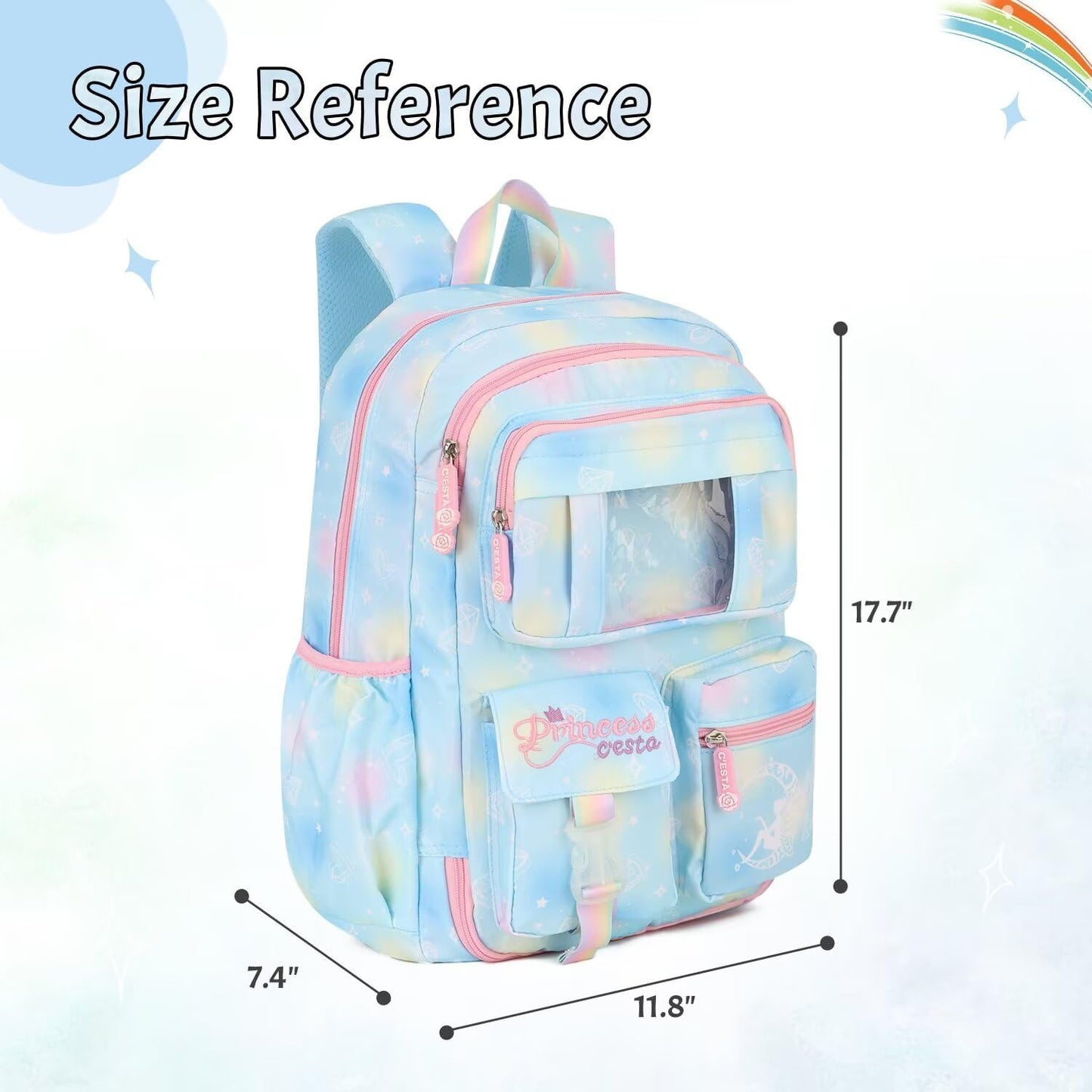 PRINCESS-KIDS SCHOOL BAG BLUE- GR 3 TO GR 6