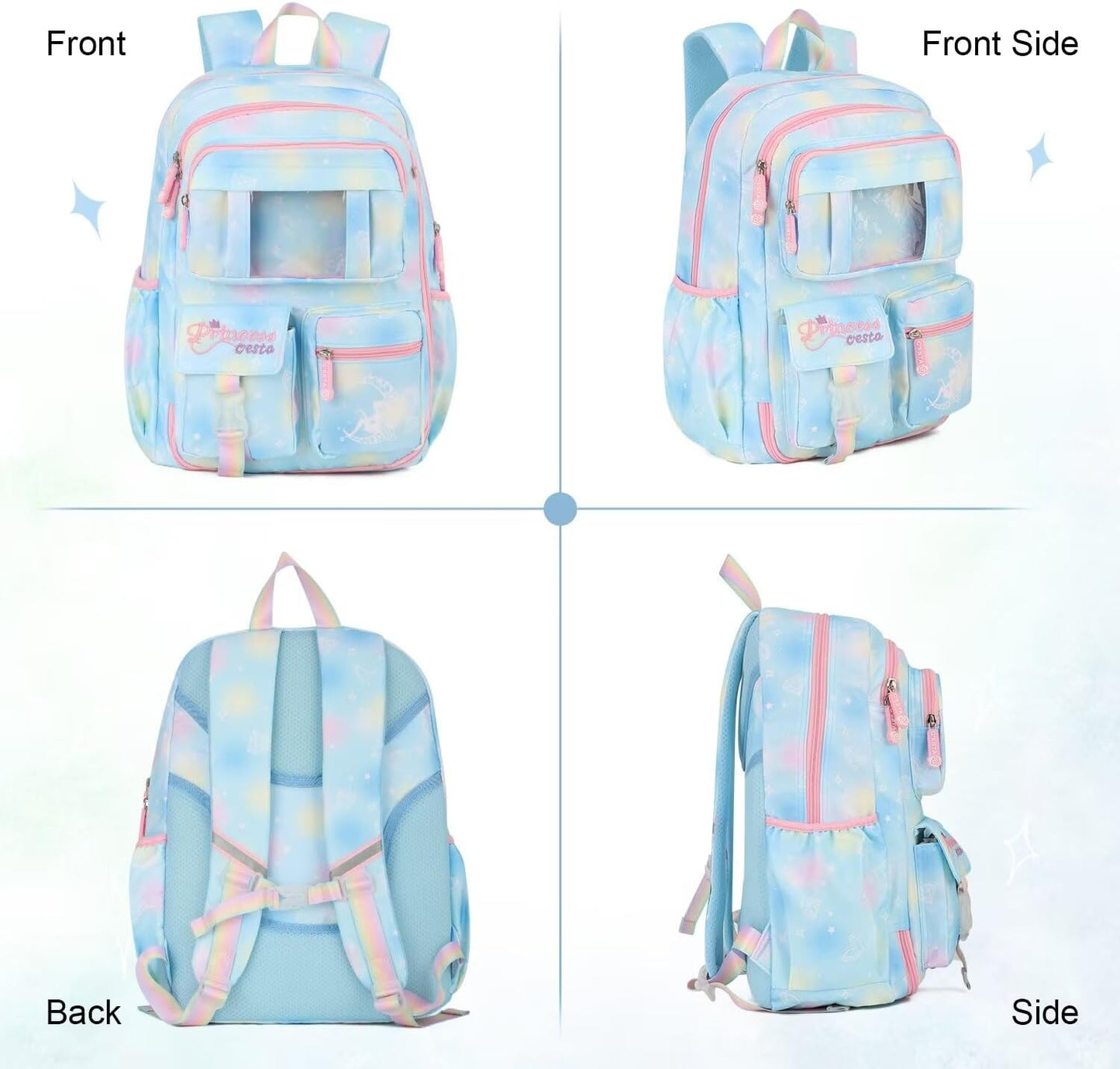 PRINCESS-KIDS SCHOOL BAG BLUE- GR 3 TO GR 6