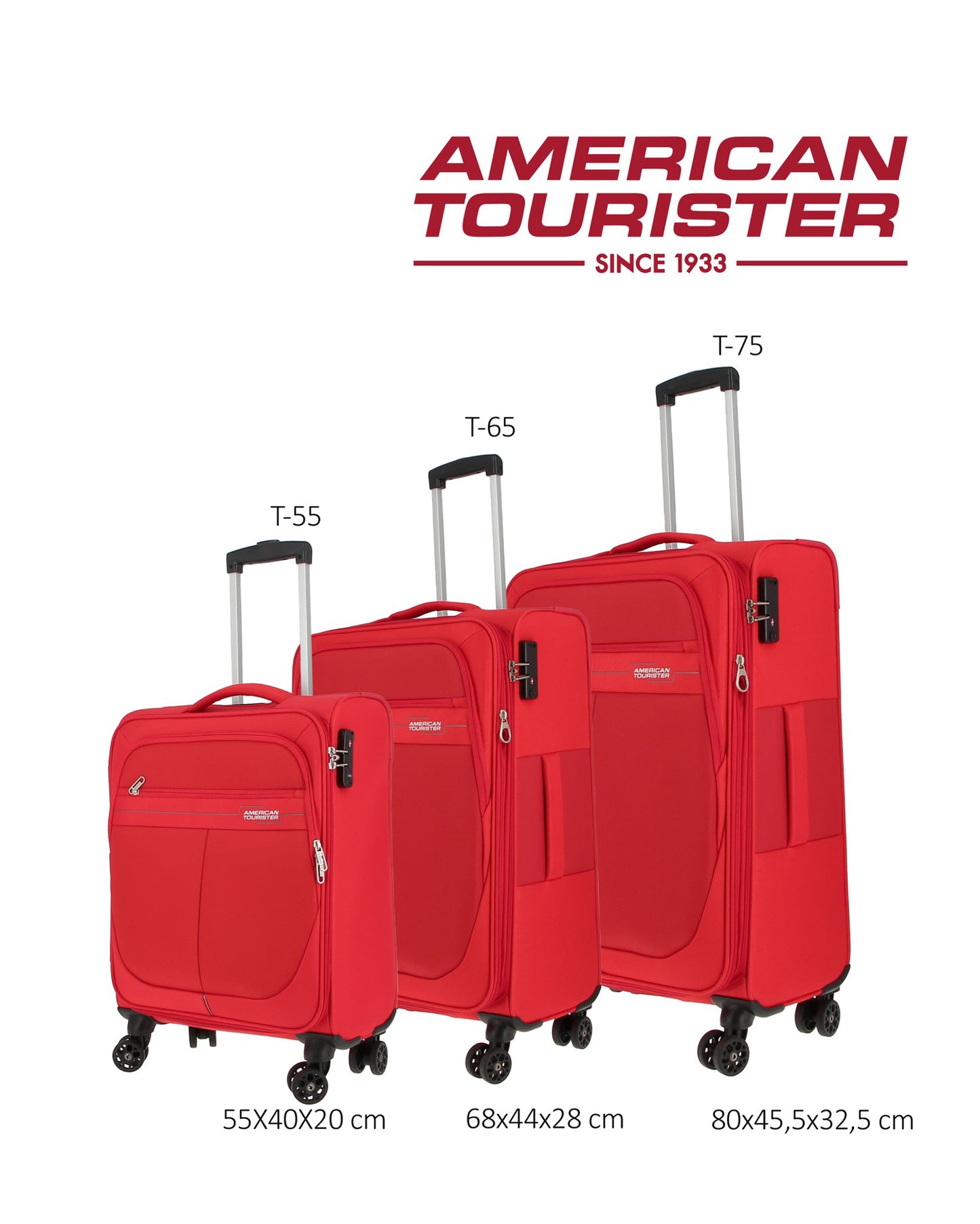 American Tourister Deep Dive - Set of 3 Expandable Red