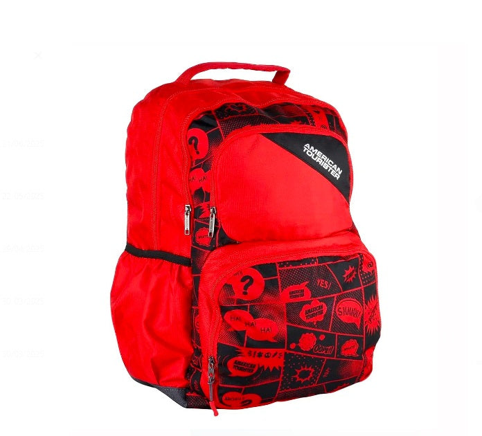 AMERICAN TOURISTER Large 35 L Backpack/SCHOOL BAG Doodle 03 (Red, Black)