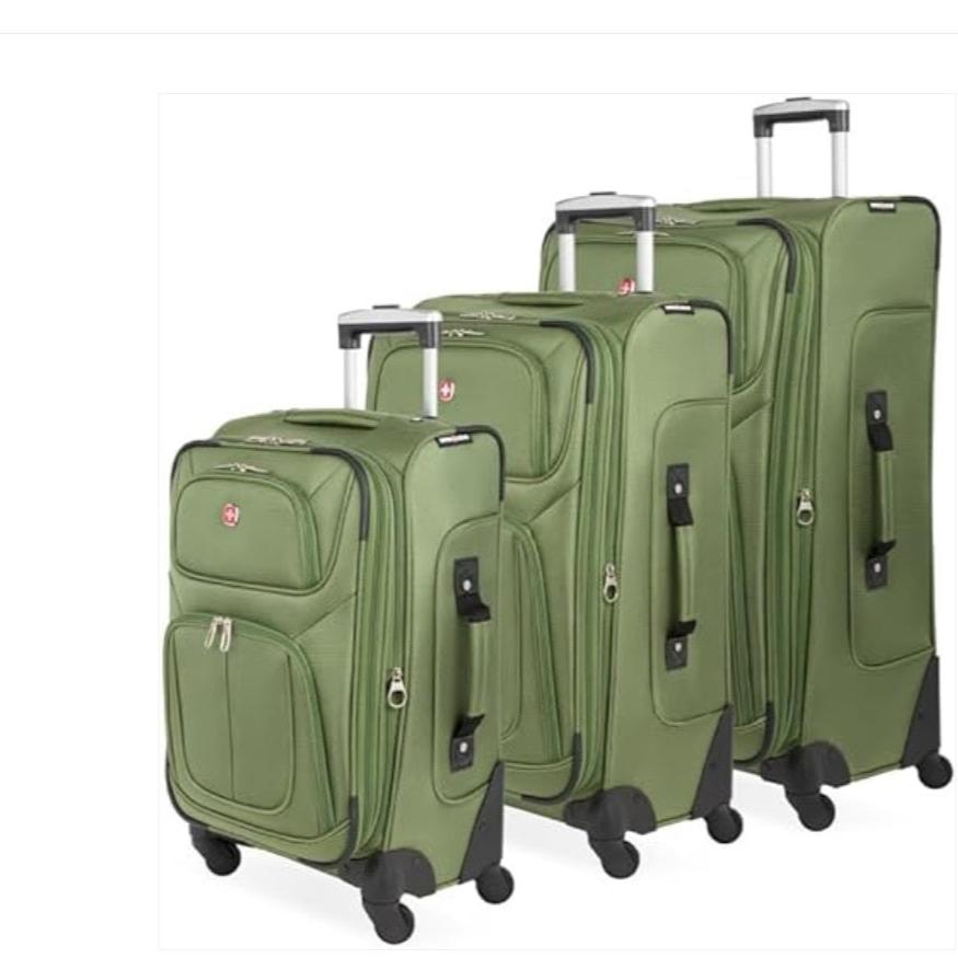 SwissGear Sion Softside Expandable Luggage, Evergreen, 3-Piece Set (21/25/29)