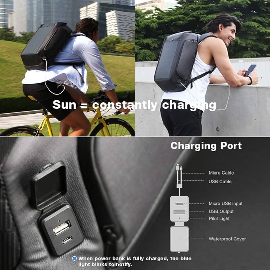 Kingsons Beam Backpack/SCHOOL BAG - The Most Advanced Solar Power Backpack - Waterproof, Anti-Theft Laptop Bag