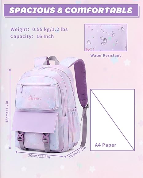 TANOU GIRLS SCHOOL BAG - CLASS 3 TO 6