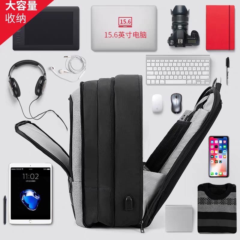 ARCTIC HUNTER 40L Large Capacity Mens Expandable Backpacks USB Charging Male 17 inch Customizable Waterproof Business Travel Bag