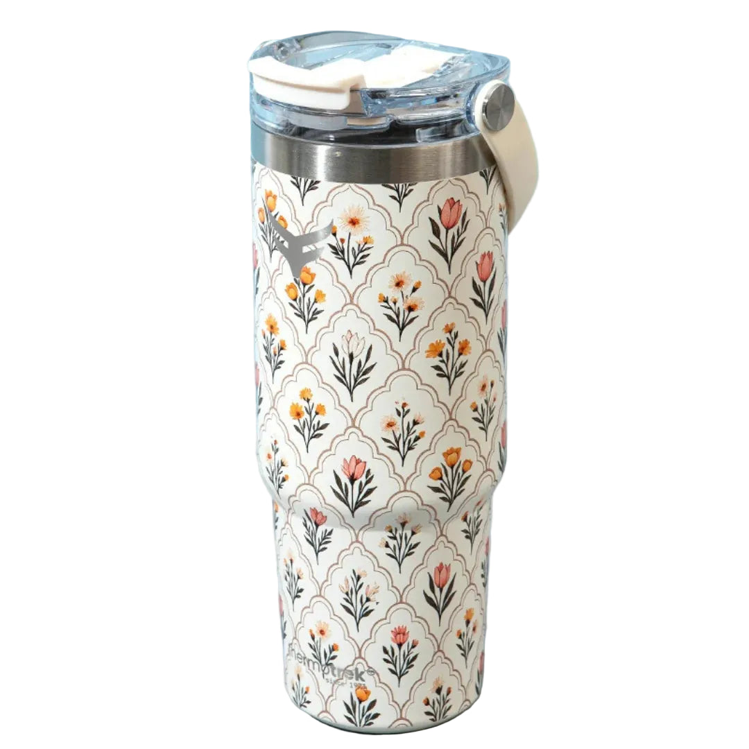 Thermotrek Bottle ORCHID Stylish Floral Print Vacuum Insulated Tumbler – 900ml With Handle