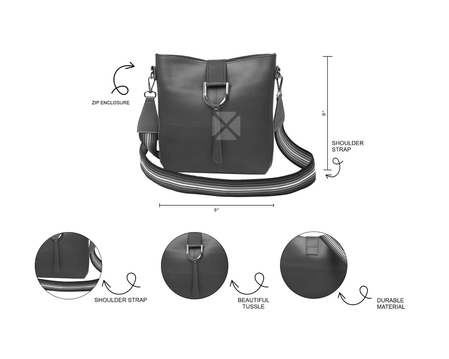 HASHTAG BLACK CROSS BODY BAG