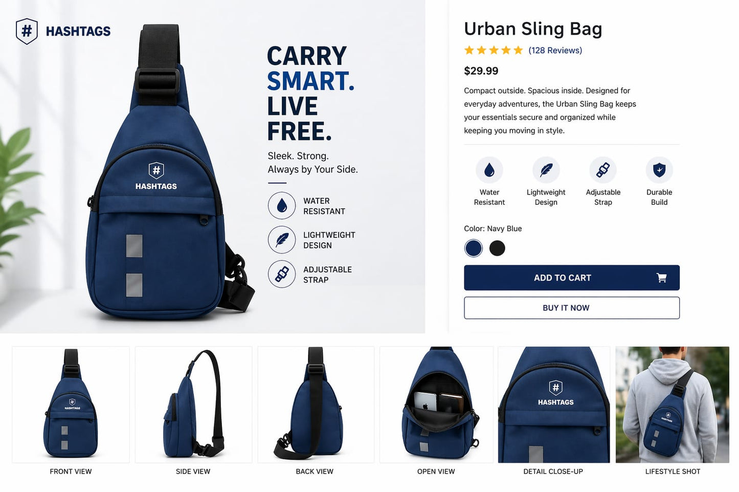 HASHTAGS URBAN CROSSBODY BAG - BLUE
