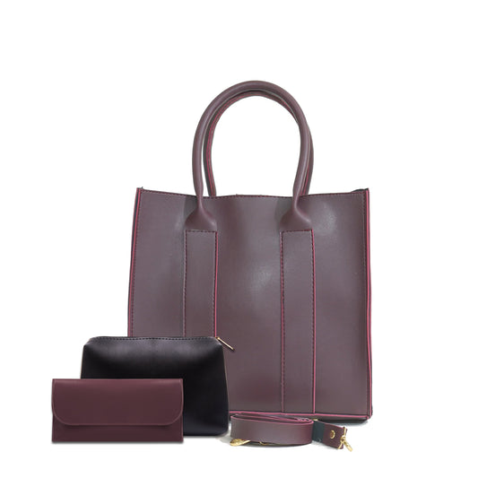 TOTE ALBERTA MAROON 3Pcs BAGSET